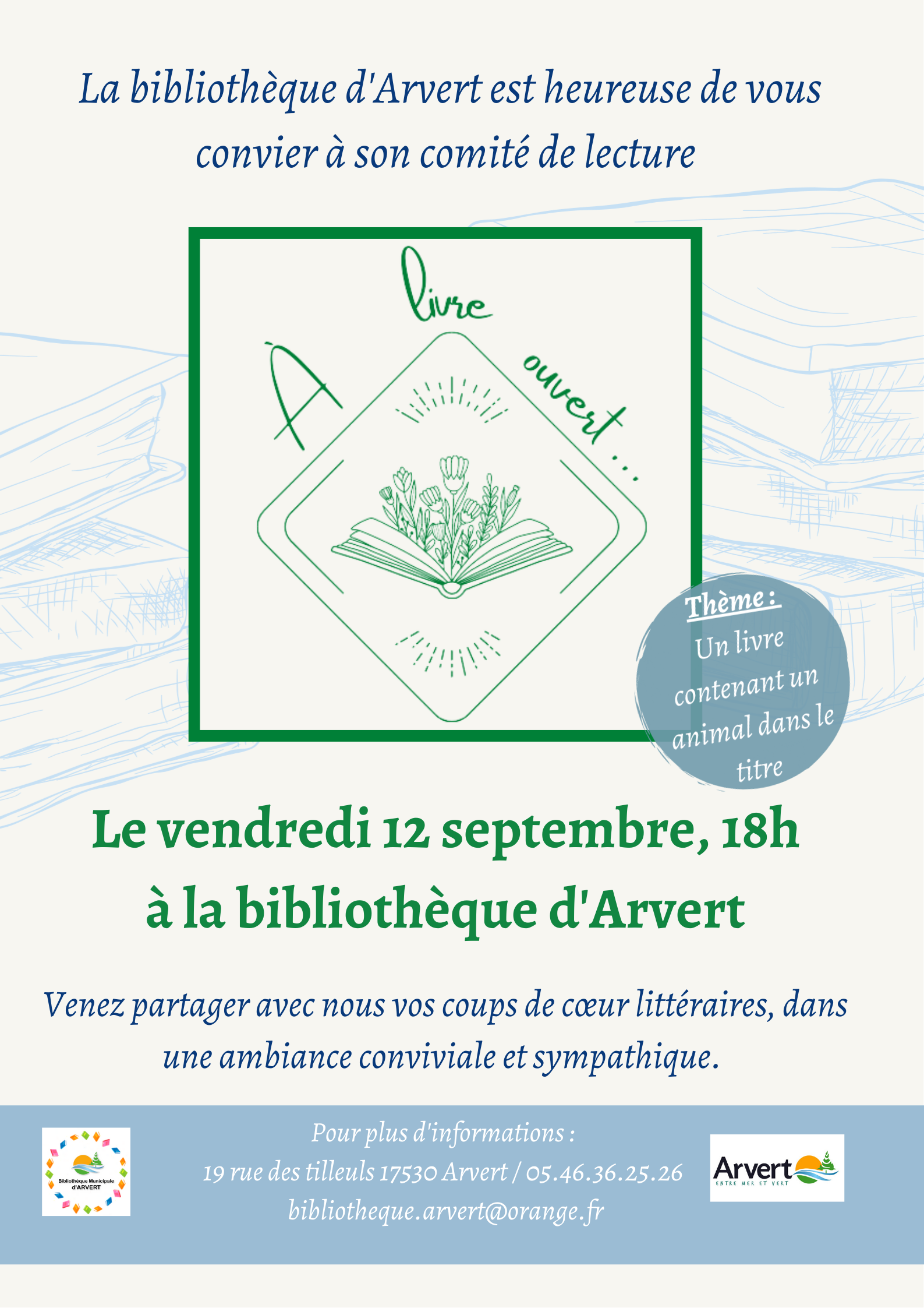 Copie de La bibliothèque dArvert est heureuse de vous convier à son comité de lecture 2